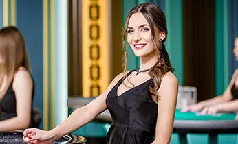 Giao diện sòng bạc trực tuyến với bàn Baccarat và Dealer xinh đẹp trên ứng dụng lô de 88